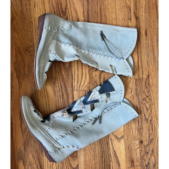 RARE Saks Alter Ego Italian Suede Moccasin Boots‎ 36.5 Vero Cuoio Boho 6.5 Women - Picture 12 of 13